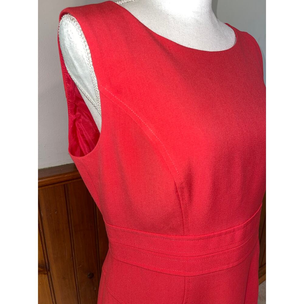 Womens Black Label by Evan Picone Red Coral Sleeveless Sheath Midi Dress 10 - Picture 2 of 8